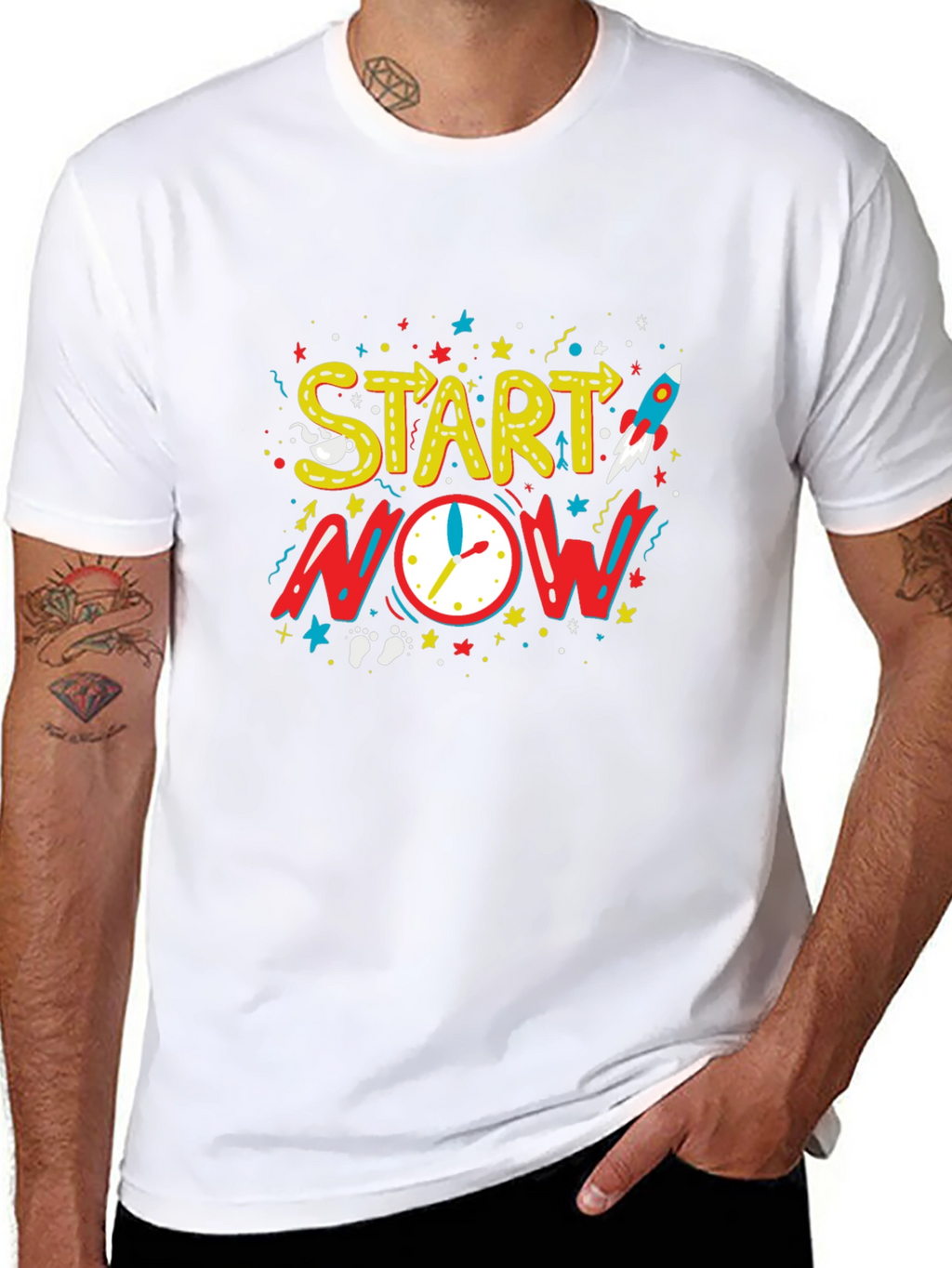 Start Now Graphic Tee - Motivational Black T-Shirt
