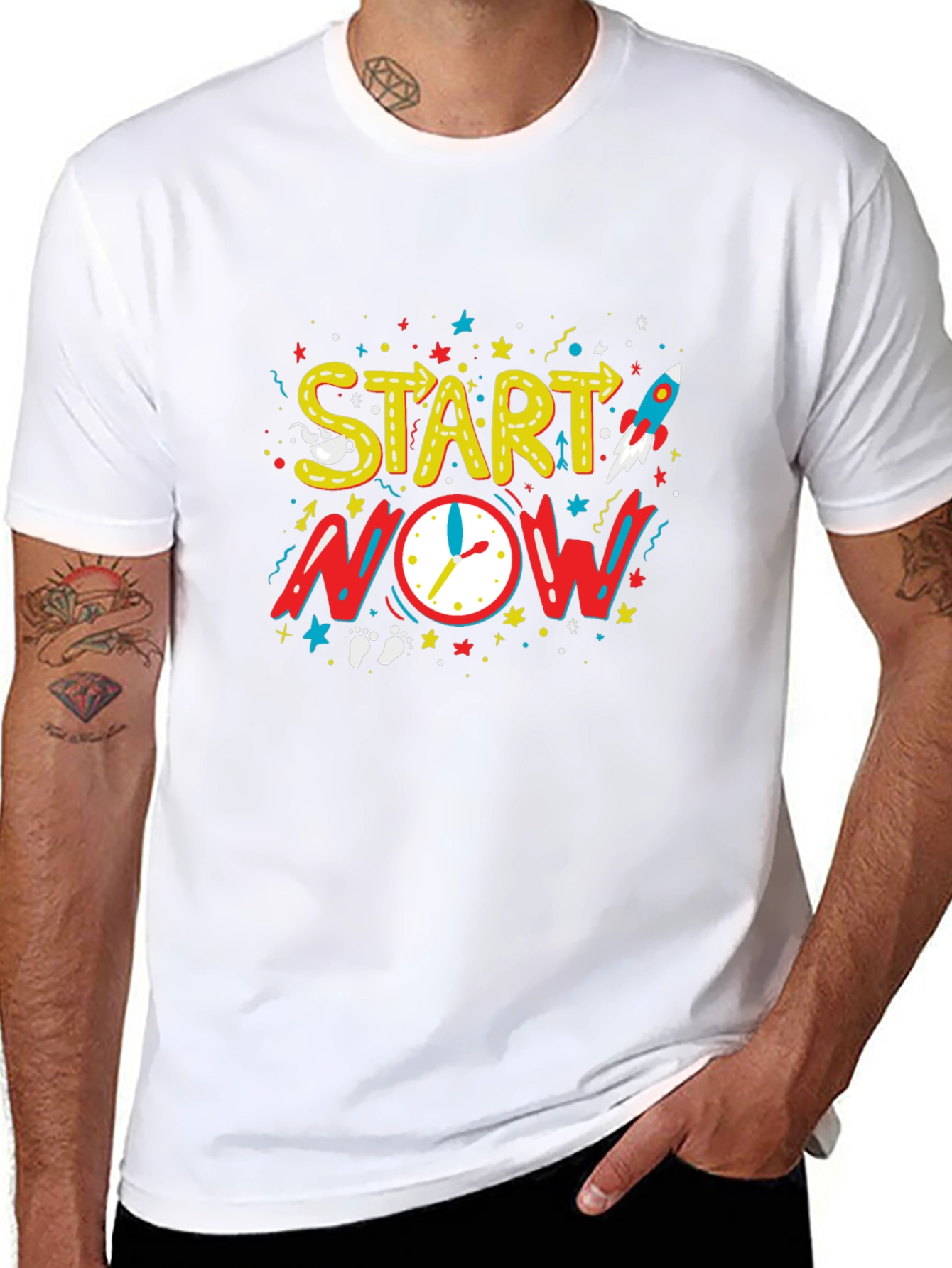 Start Now Graphic Tee - Motivational Black T-Shirt
