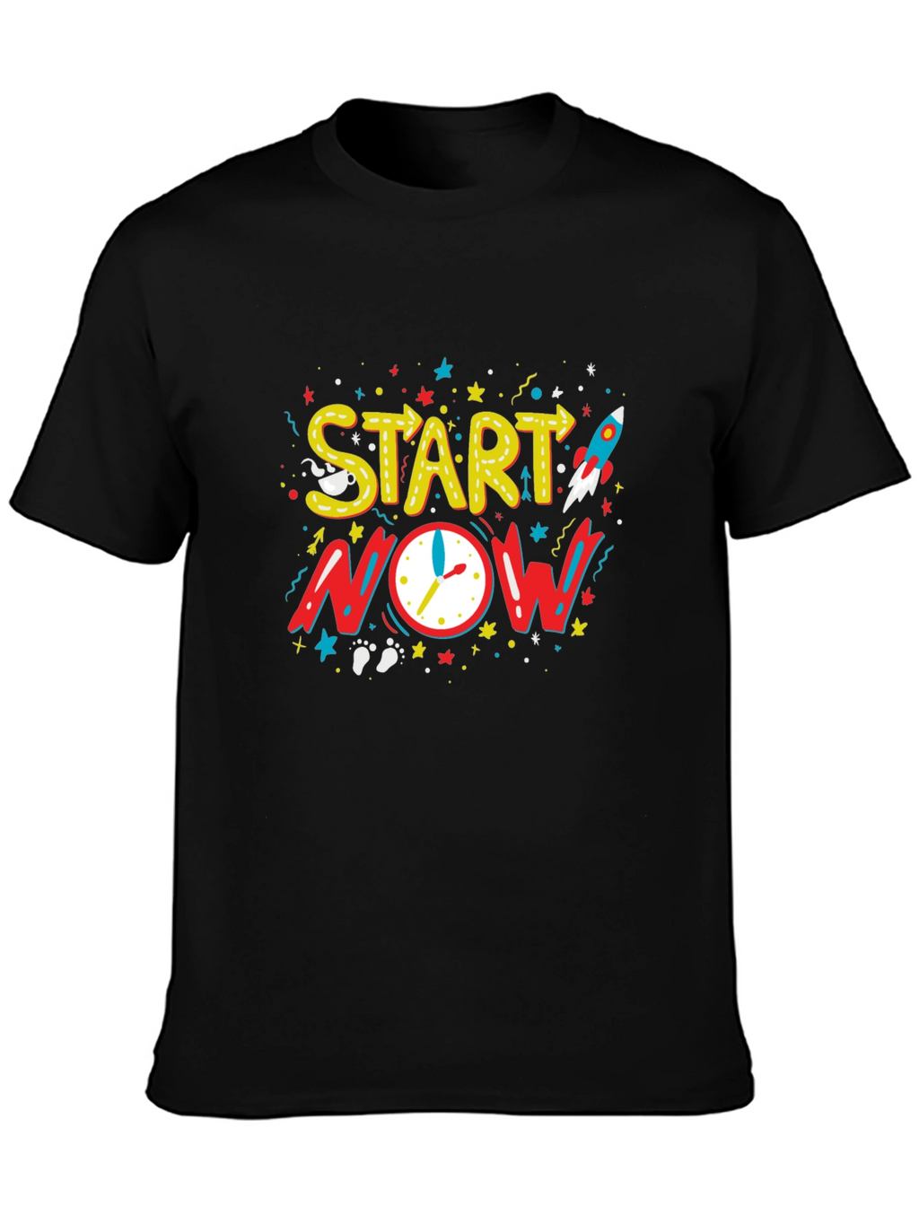 Start Now Graphic Tee - Motivational Black T-Shirt