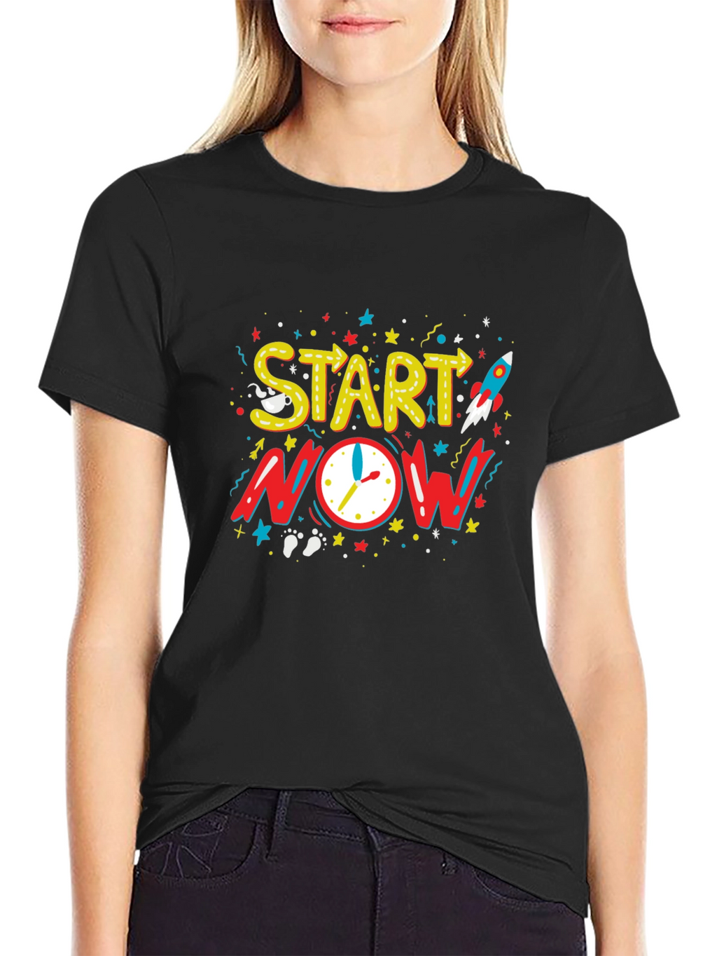 Start Now Graphic Tee - Motivational Black T-Shirt