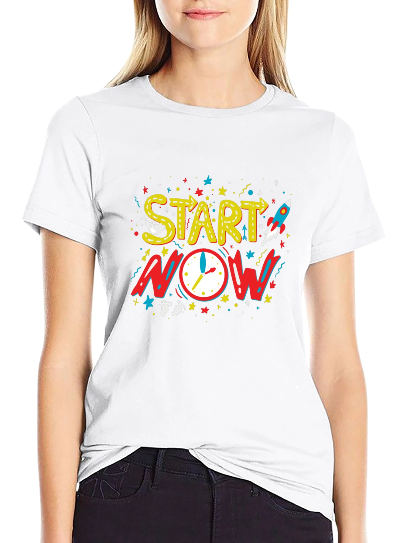 Start Now Graphic Tee - Motivational Black T-Shirt