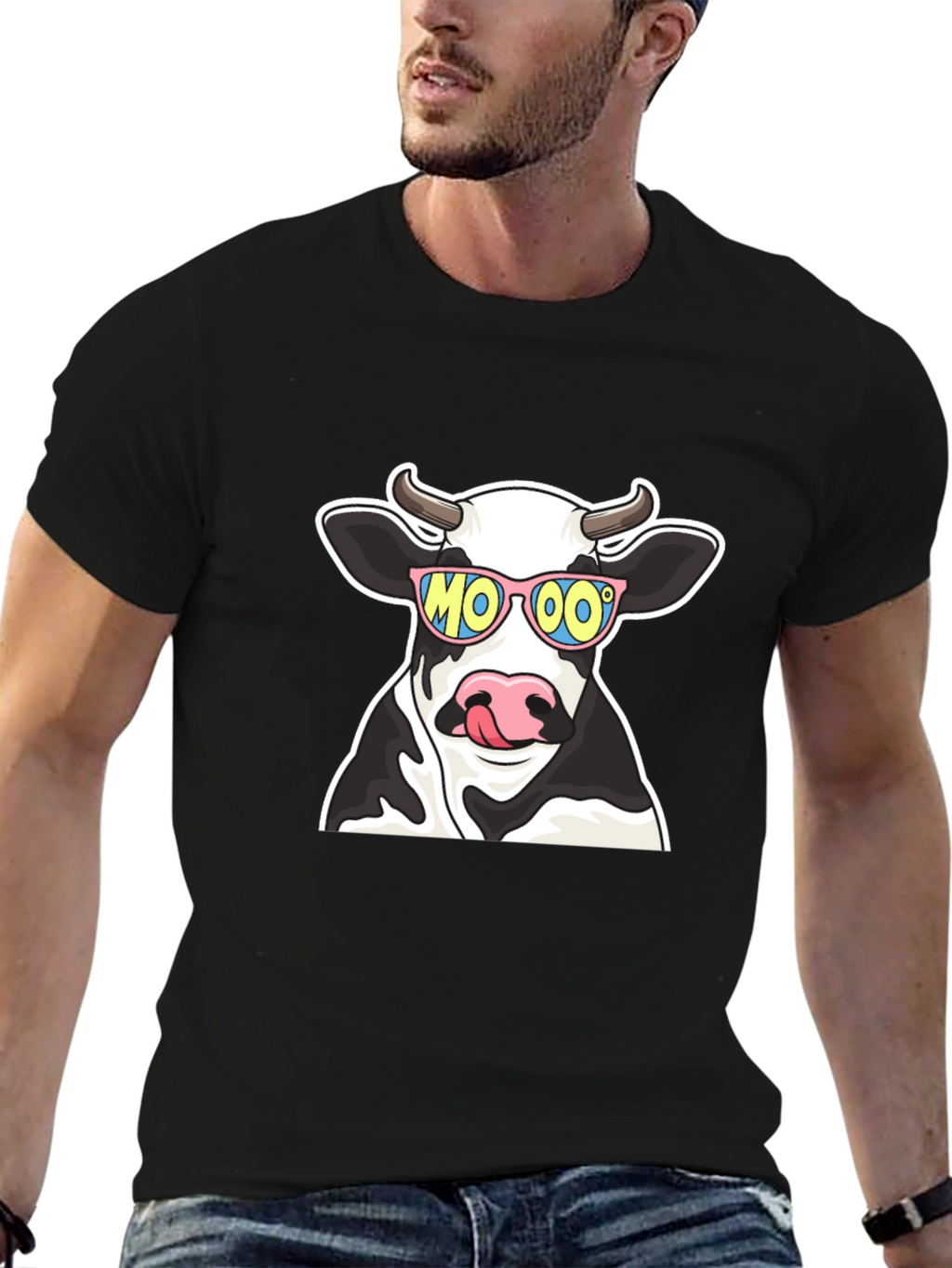 Cool Cow MOOO T-Shirt - Black Cotton Tee