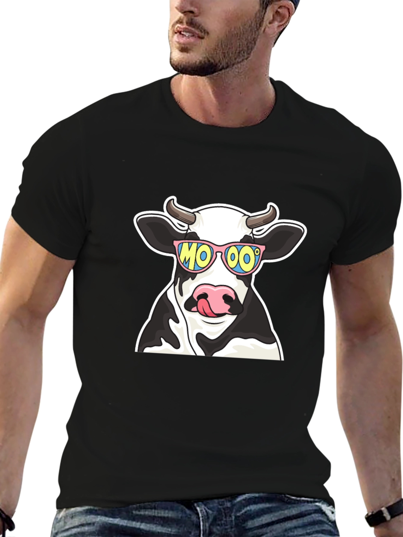Cool Cow MOOO T-Shirt - Black Cotton Tee