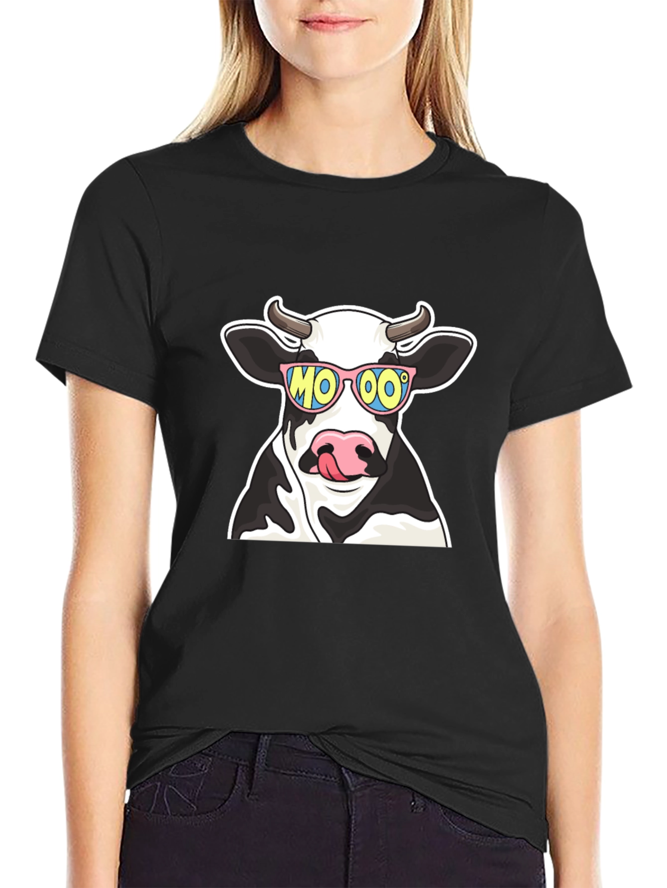 Cool Cow MOOO T-Shirt - Black Cotton Tee