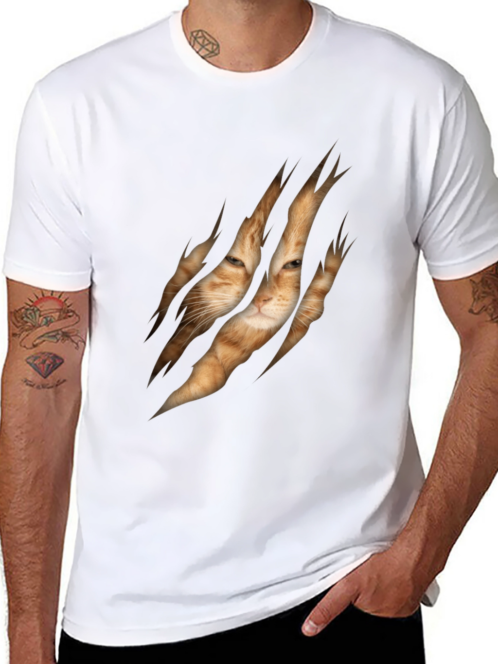 Cat Rip Graphic Tee - Unique Animal Lover T-Shirt