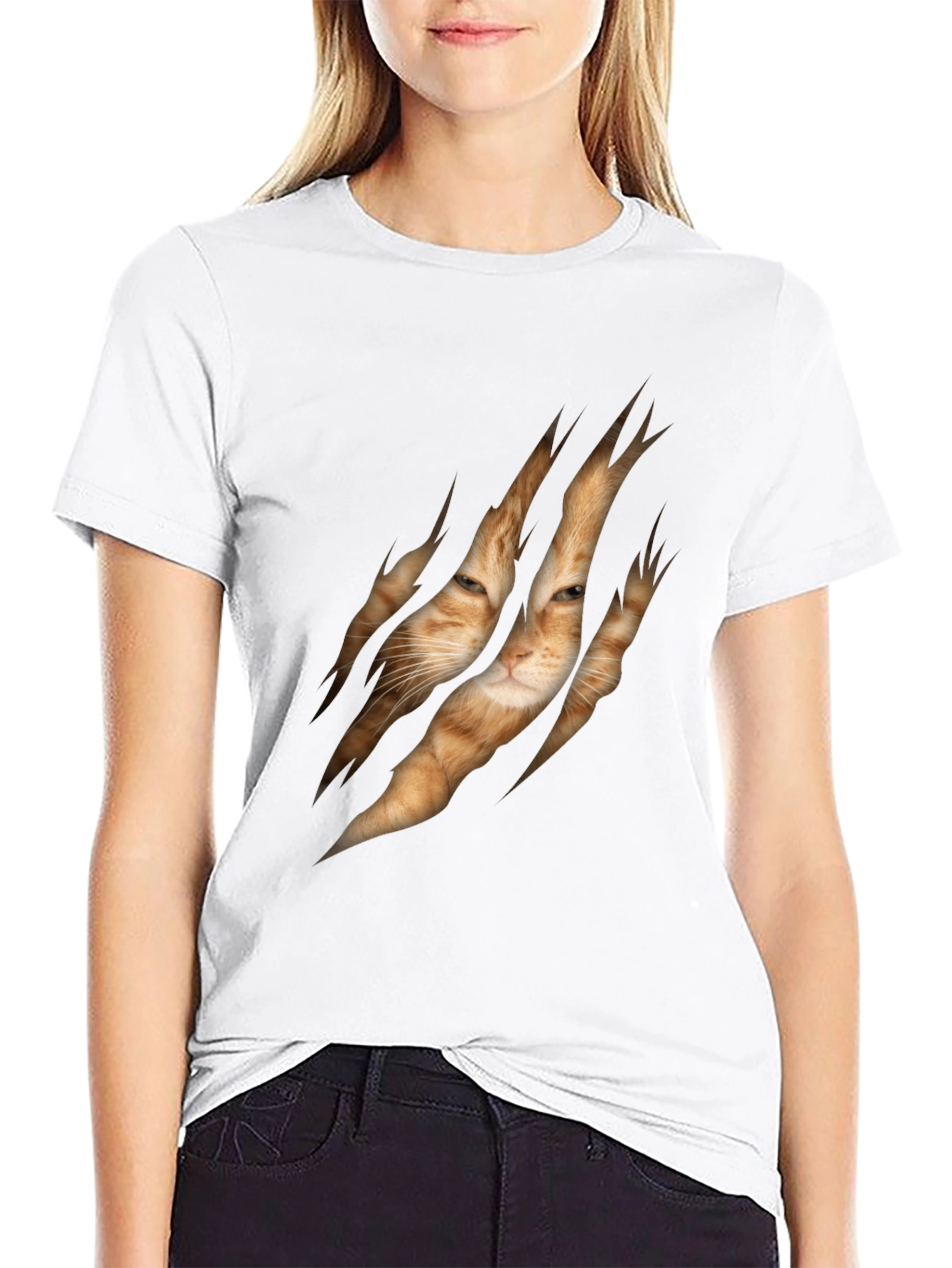 Cat Rip Graphic Tee - Unique Animal Lover T-Shirt