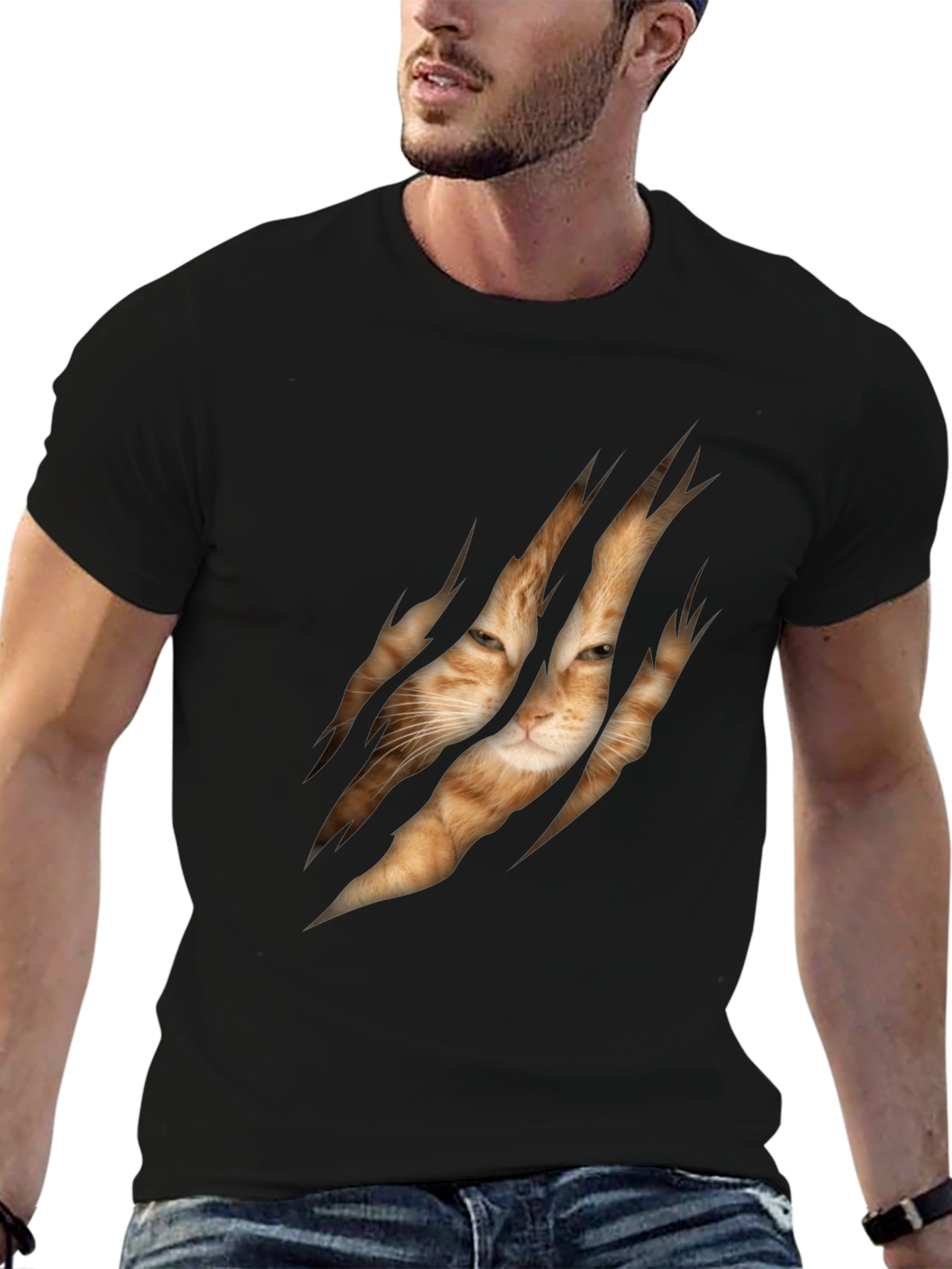 Cat Rip Graphic Tee - Unique Animal Lover T-Shirt