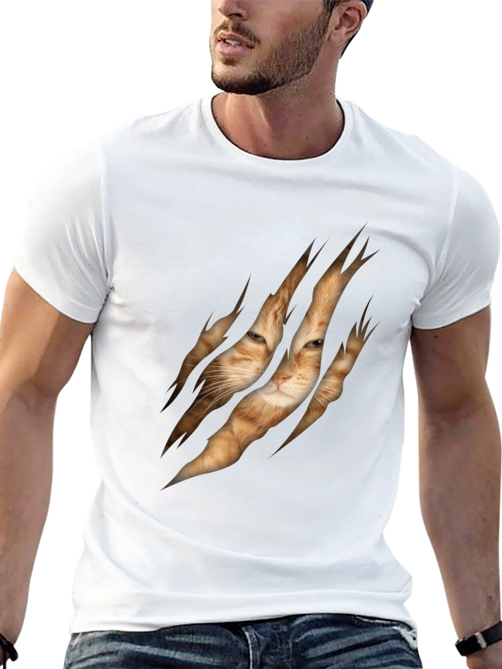Cat Rip Graphic Tee - Unique Animal Lover T-Shirt