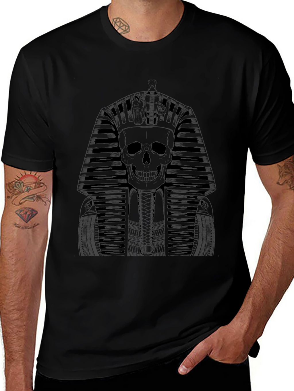 Skull Pharaoh Graphic Tee - Black
