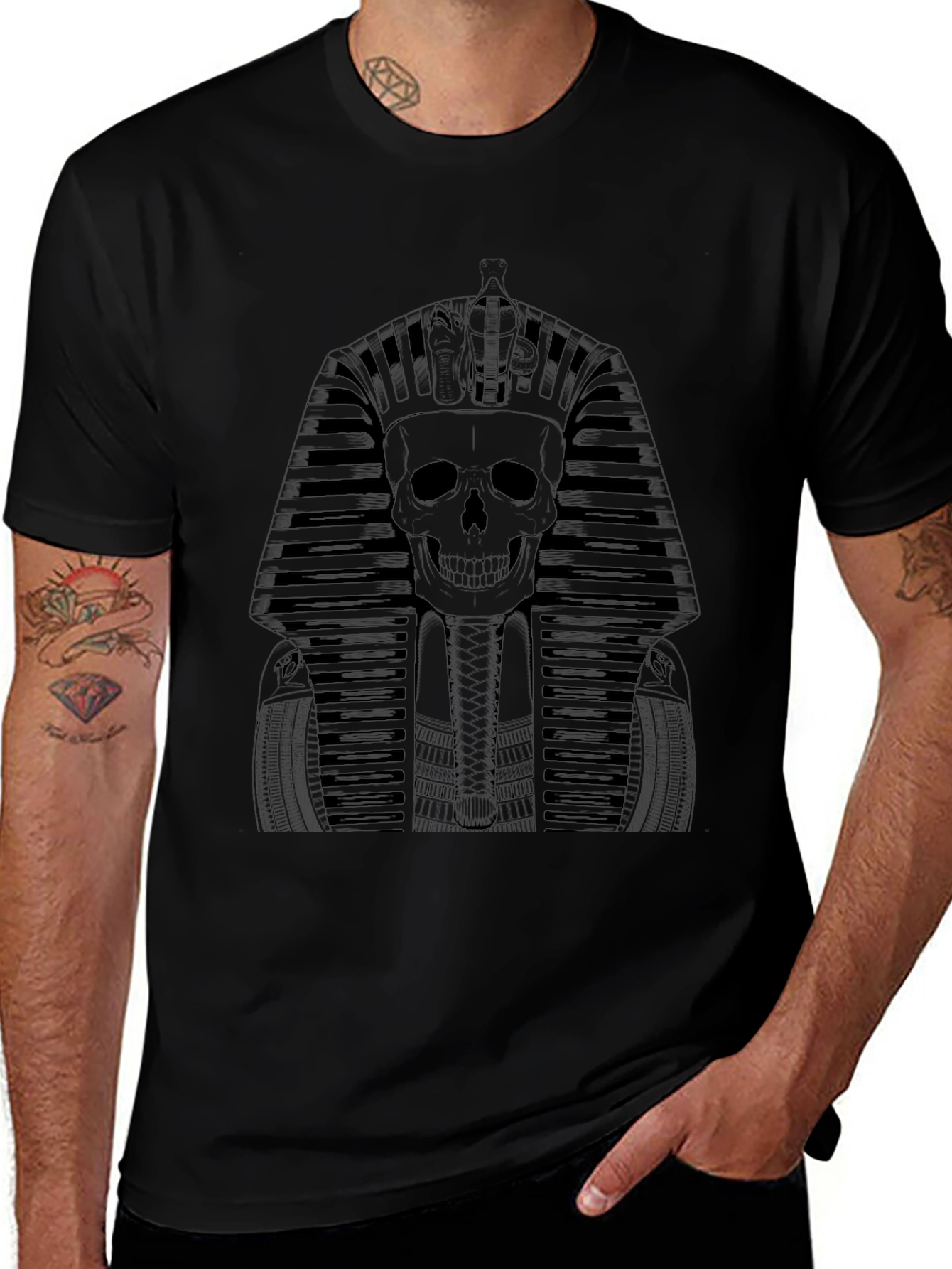 Skull Pharaoh Graphic Tee - Black