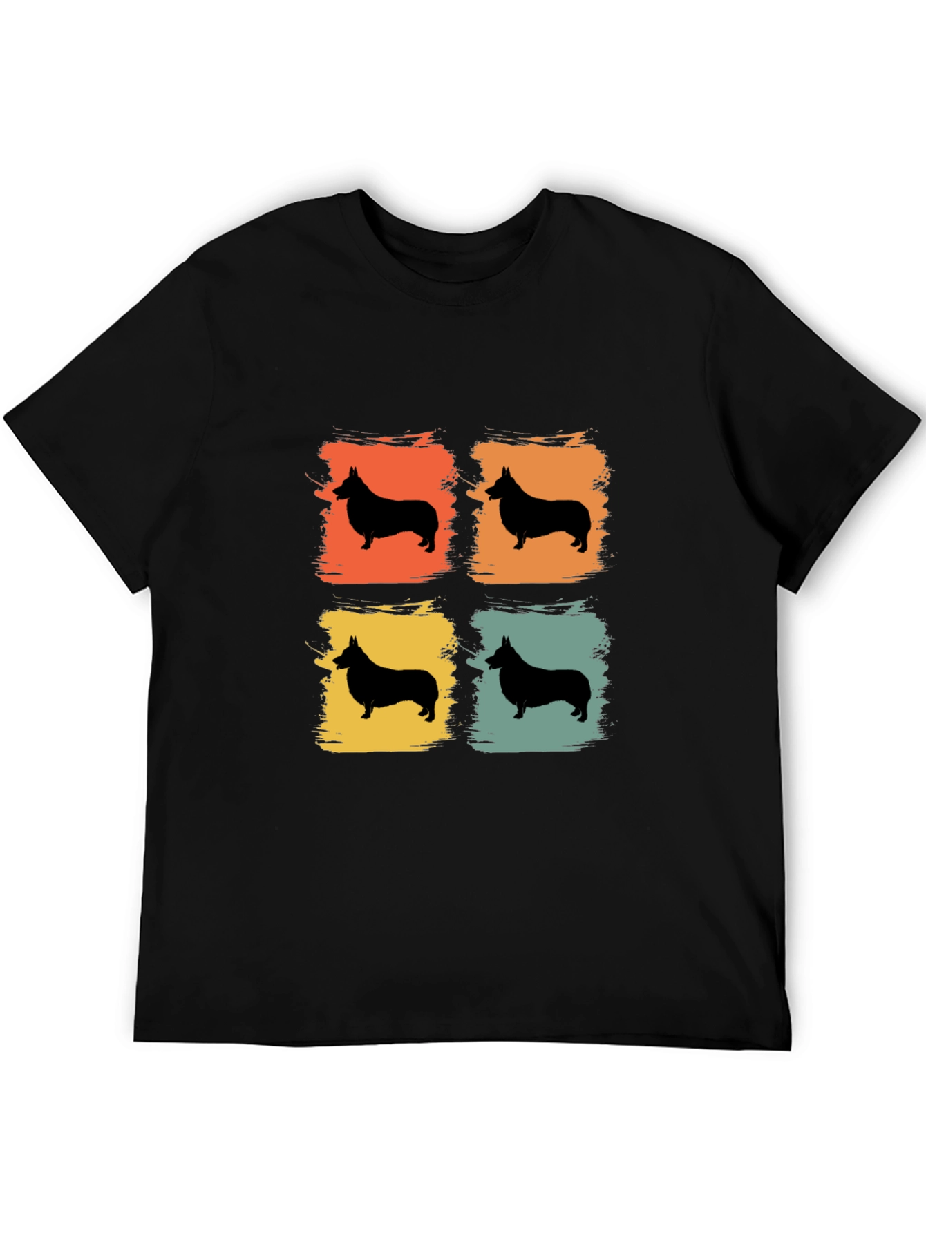 Retro Corgi Silhouette Graphic Tee - Black