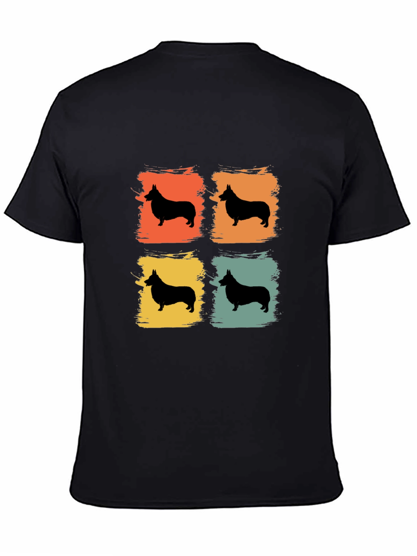 Retro Corgi Silhouette Graphic Tee - Black