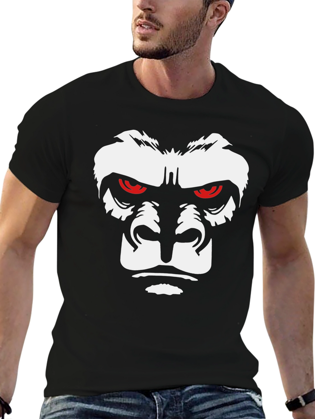 Gorilla Face Graphic Tee - Bold Black T-Shirt