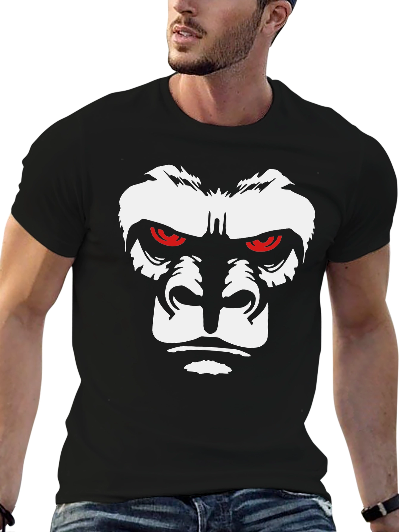 Gorilla Face Graphic Tee - Bold Black T-Shirt