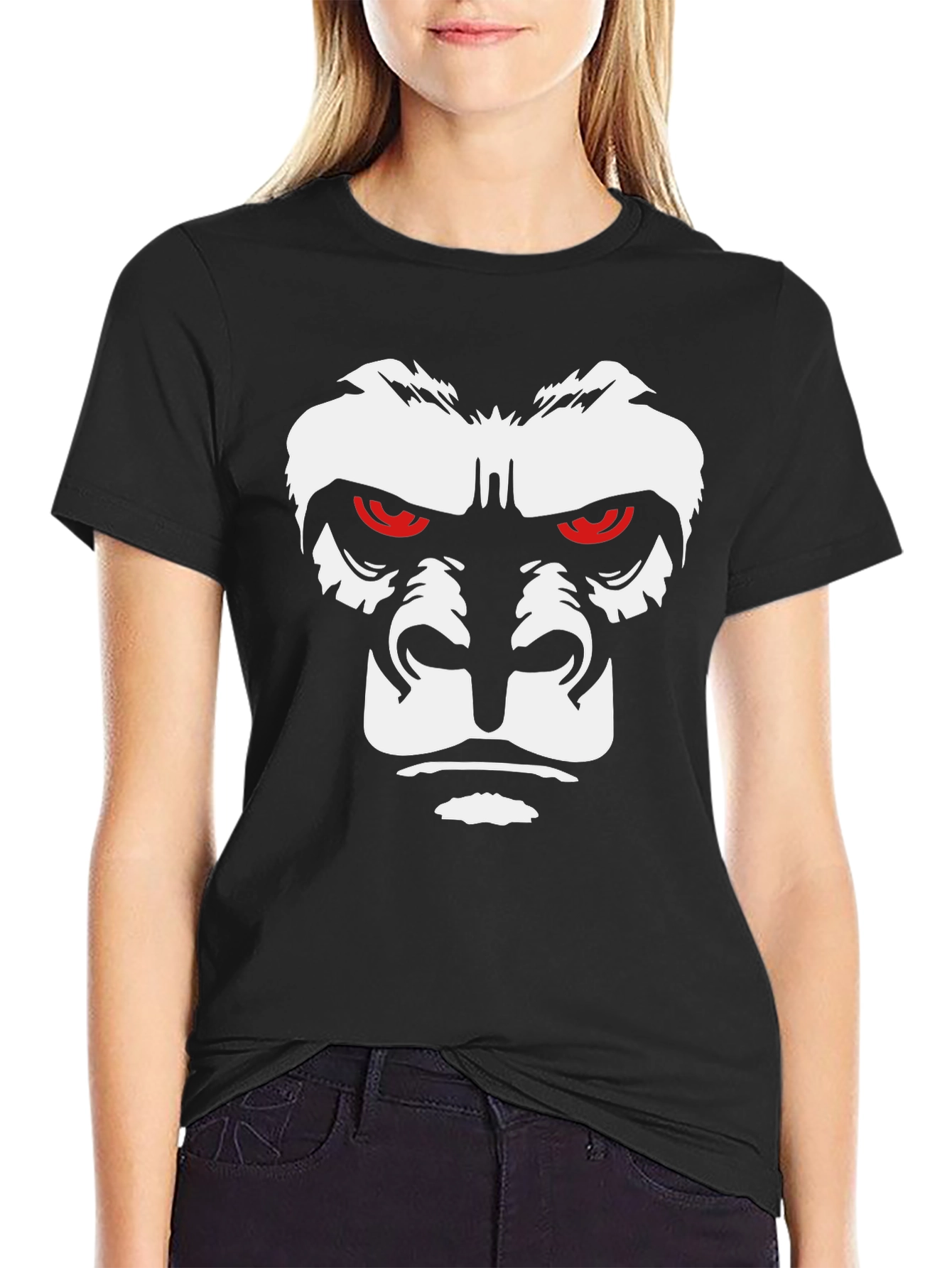 Gorilla Face Graphic Tee - Bold Black T-Shirt