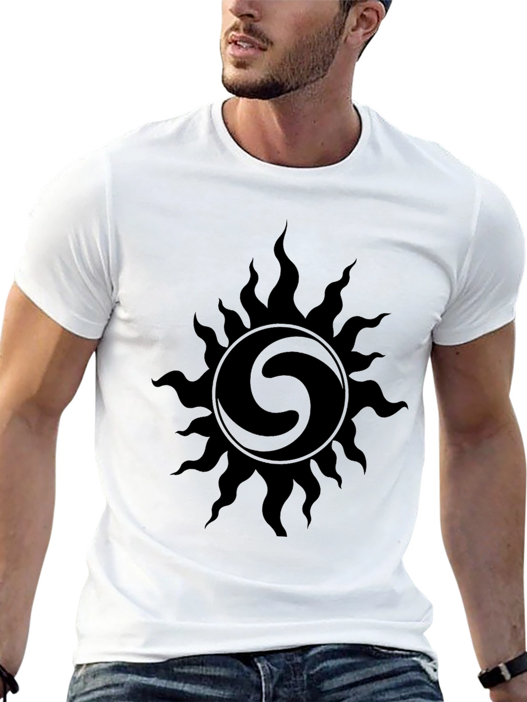 Black Sun Graphic Tee - Stylish Mens T-Shirt