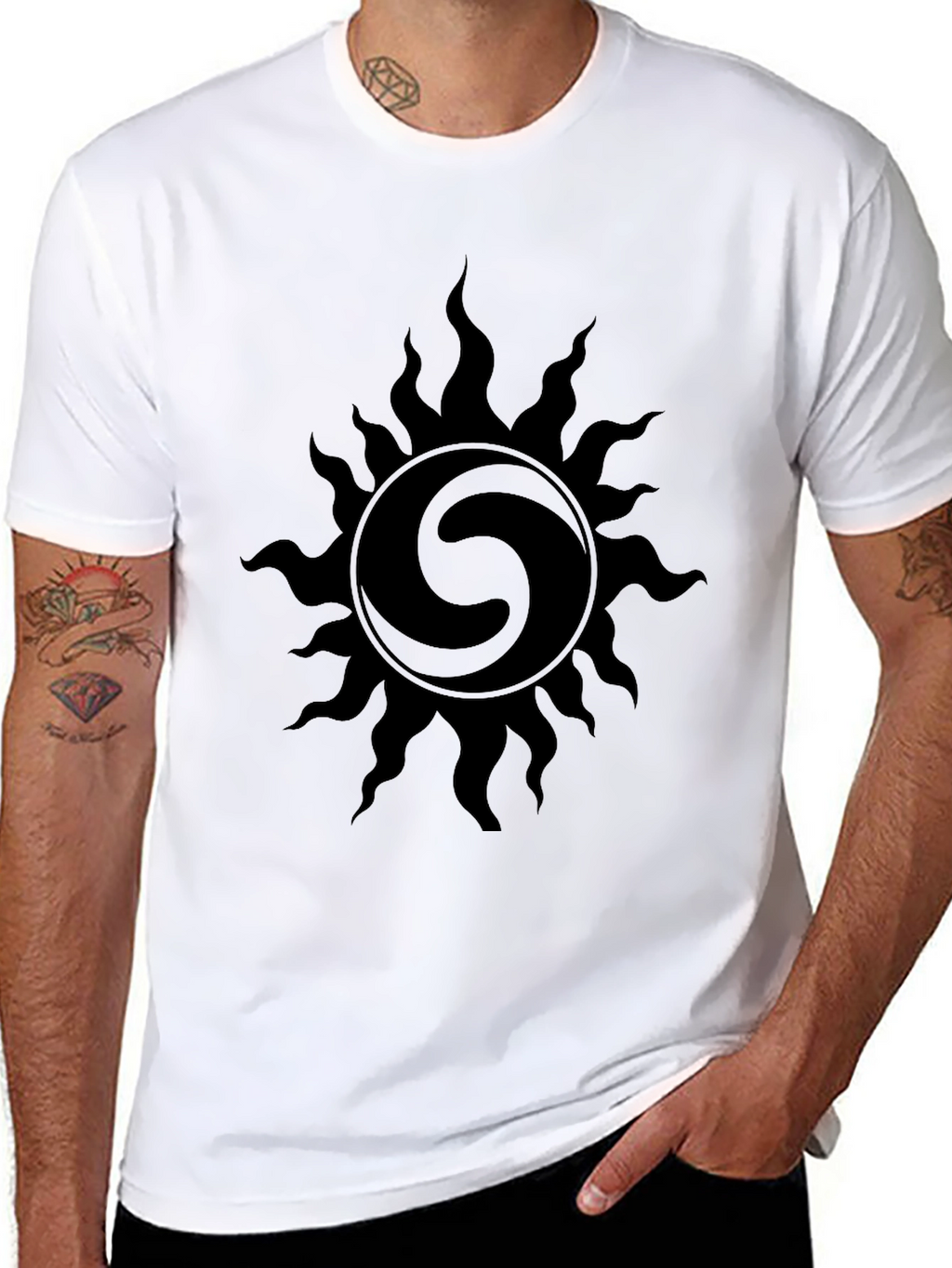 Black Sun Graphic Tee - Stylish Mens T-Shirt