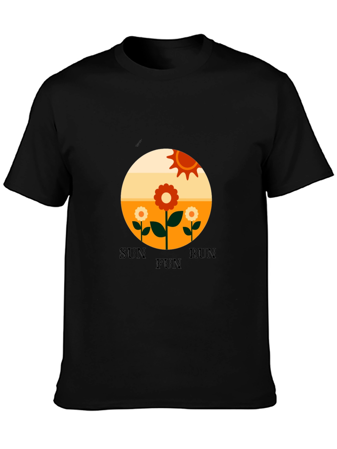 Retro Sun Run Fun Graphic Tee - Black