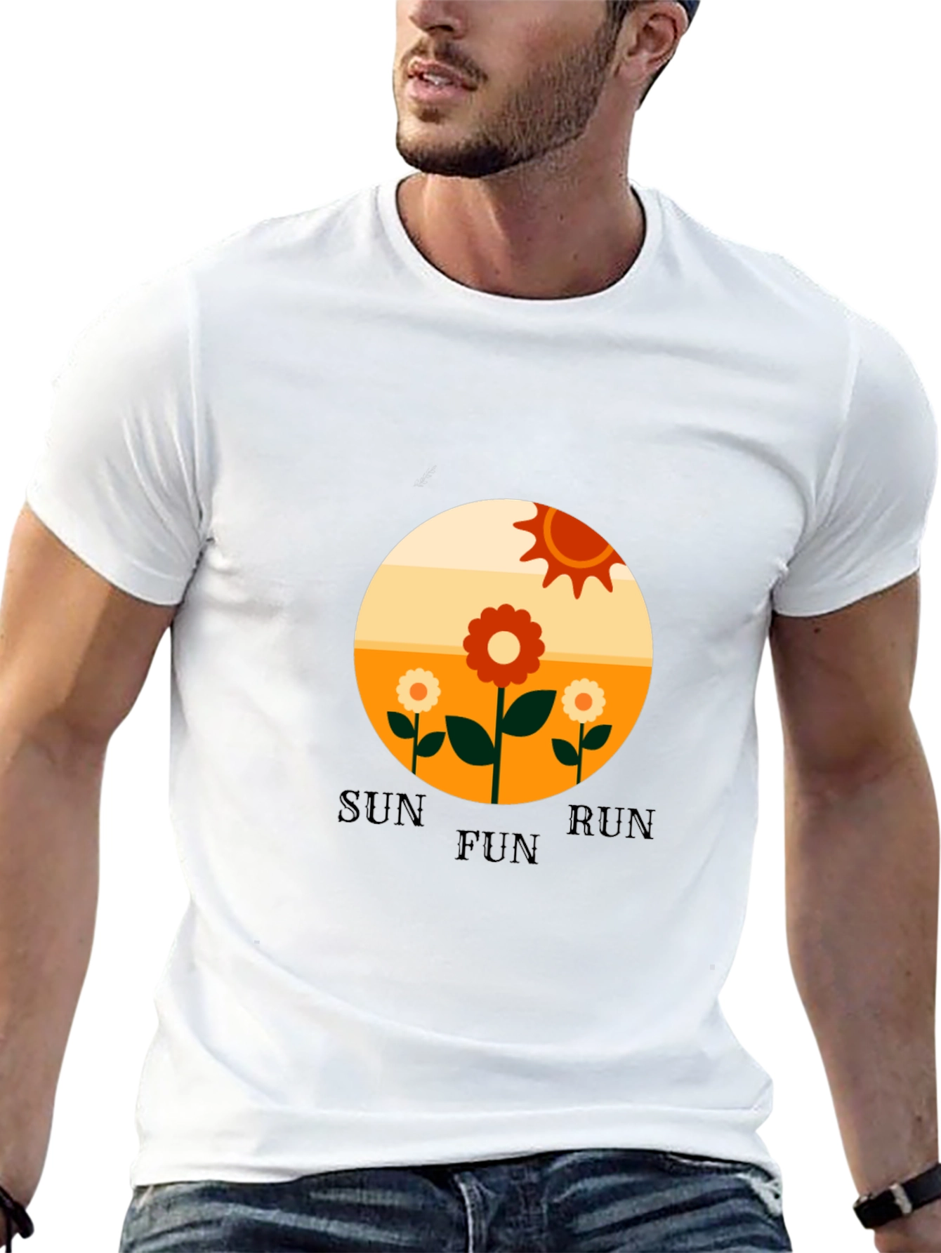 Retro Sun Run Fun Graphic Tee - Black