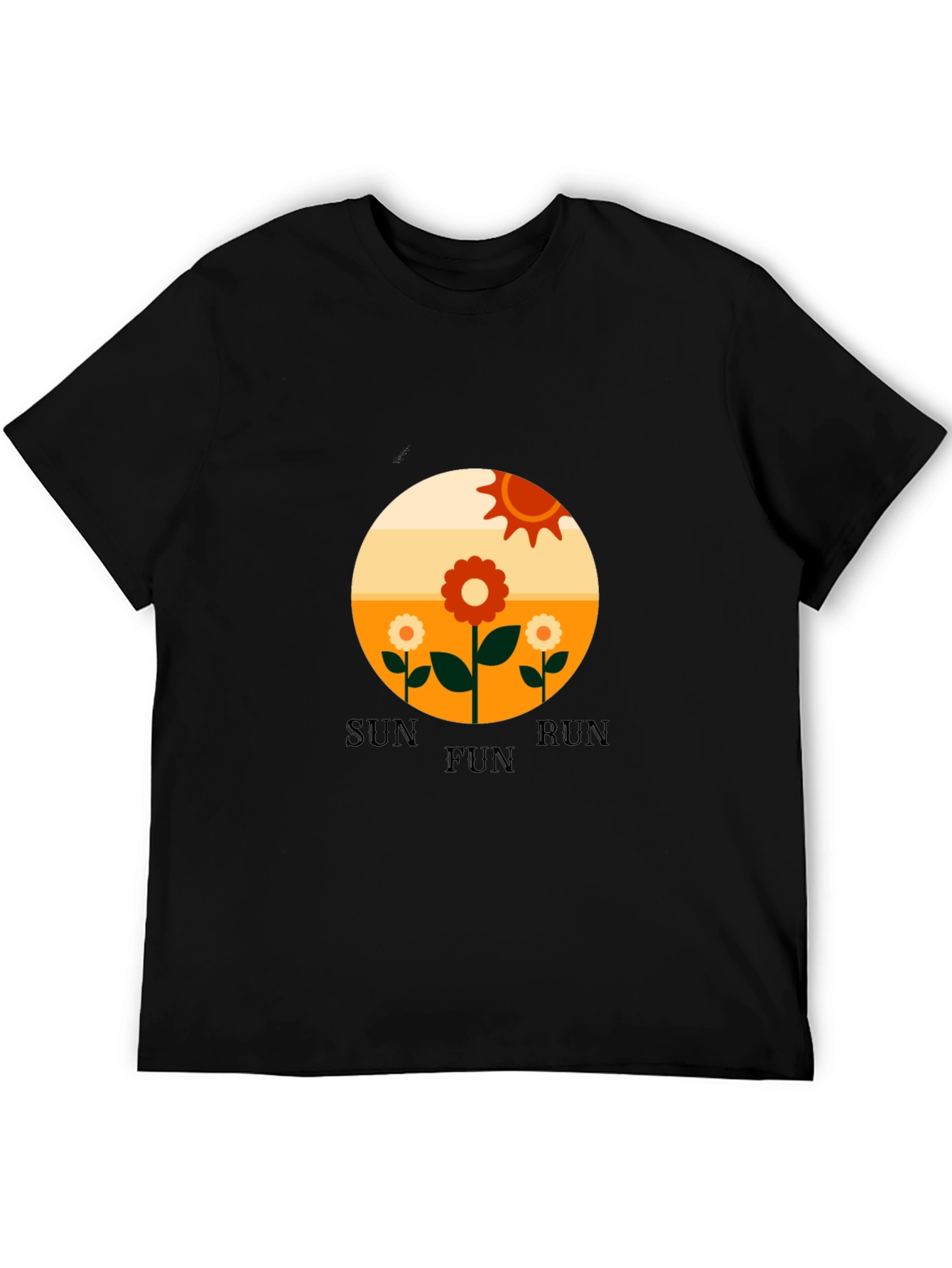 Retro Sun Run Fun Graphic Tee - Black