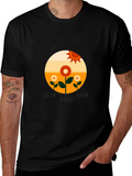 Retro Sun Run Fun Graphic Tee - Black