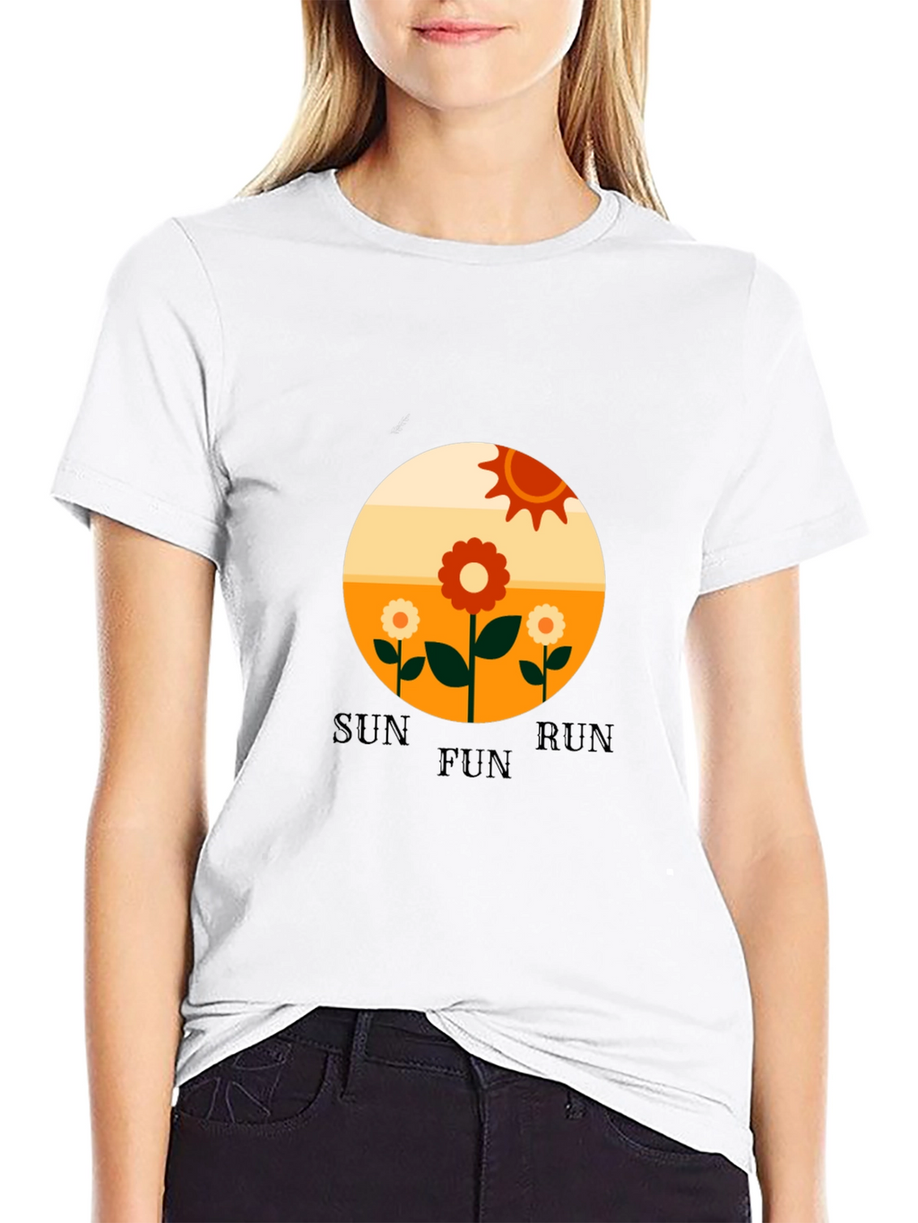 Retro Sun Run Fun Graphic Tee - Black