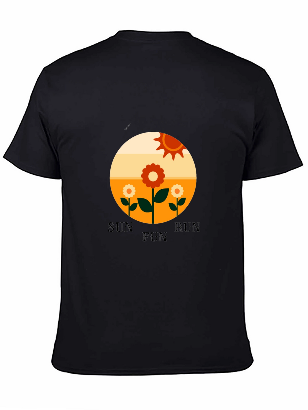 Retro Sun Run Fun Graphic Tee - Black