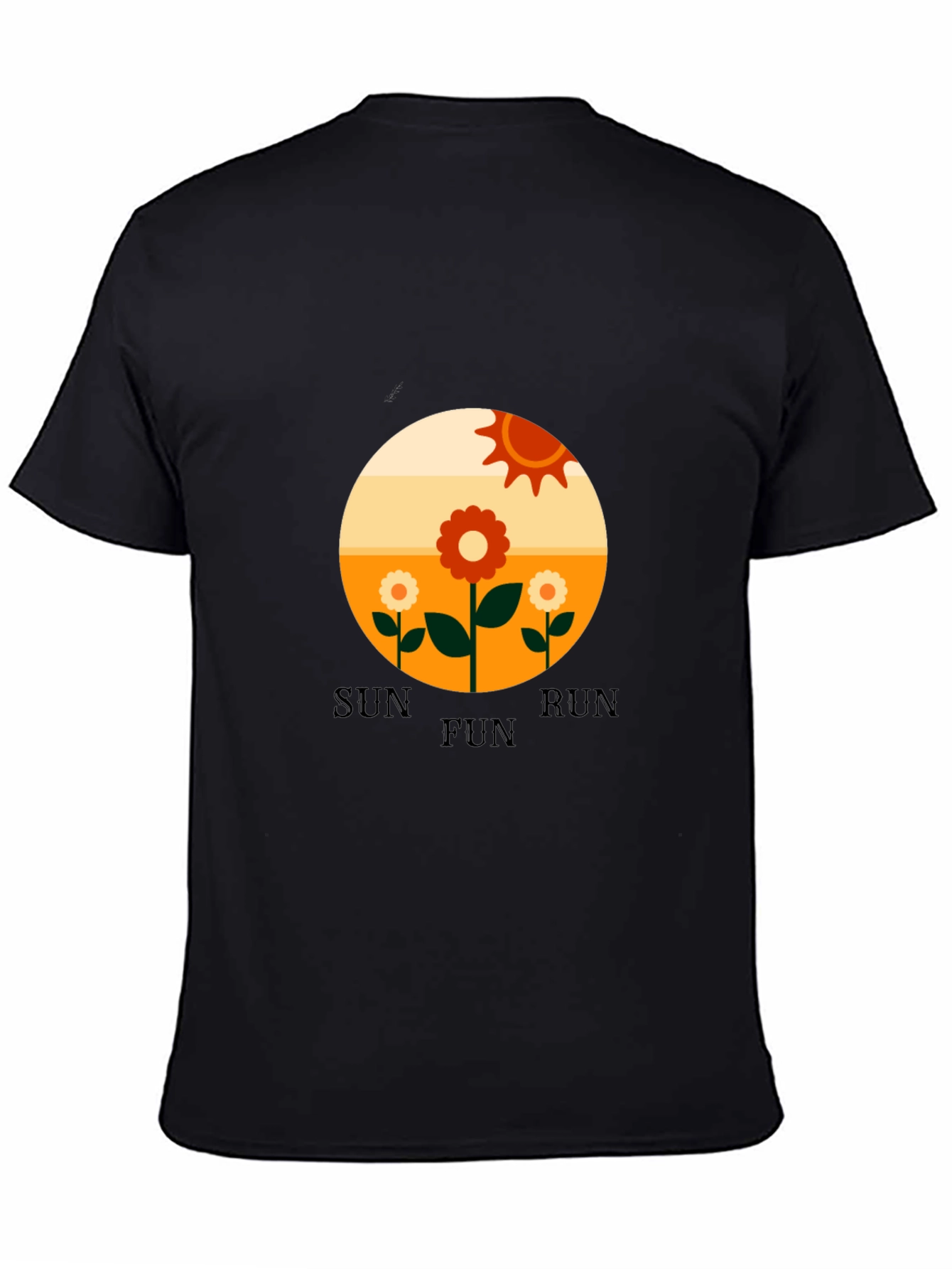 Retro Sun Run Fun Graphic Tee - Black