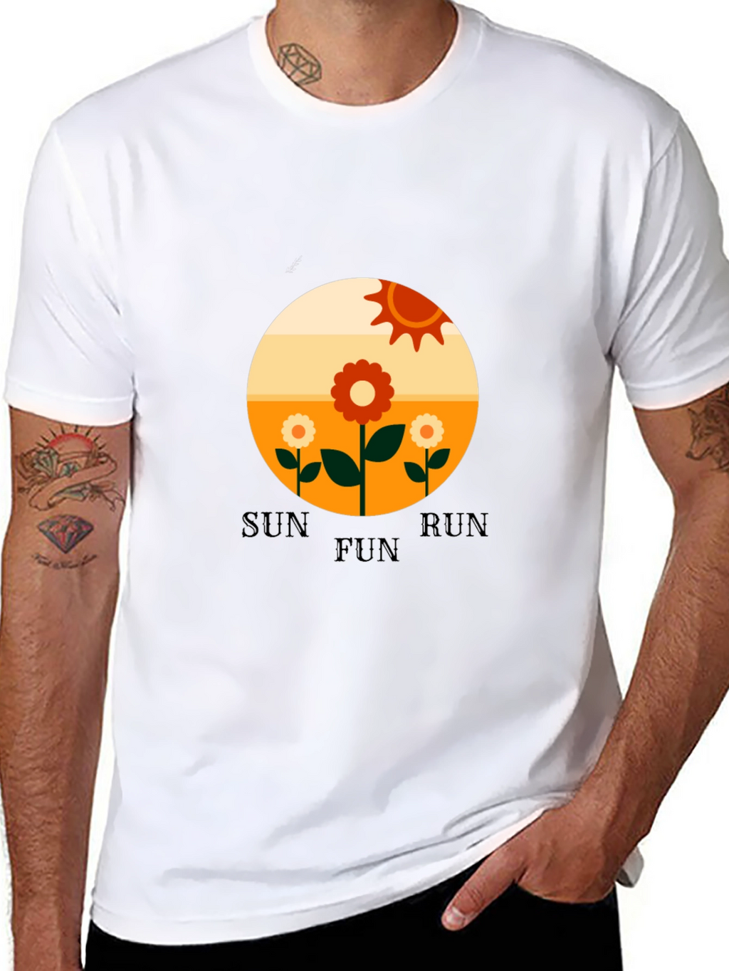 Retro Sun Run Fun Graphic Tee - Black