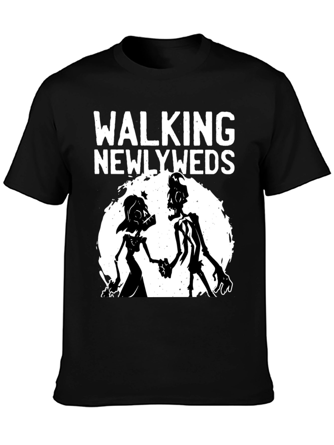 Walking Newlyweds Zombie Graphic T-Shirt