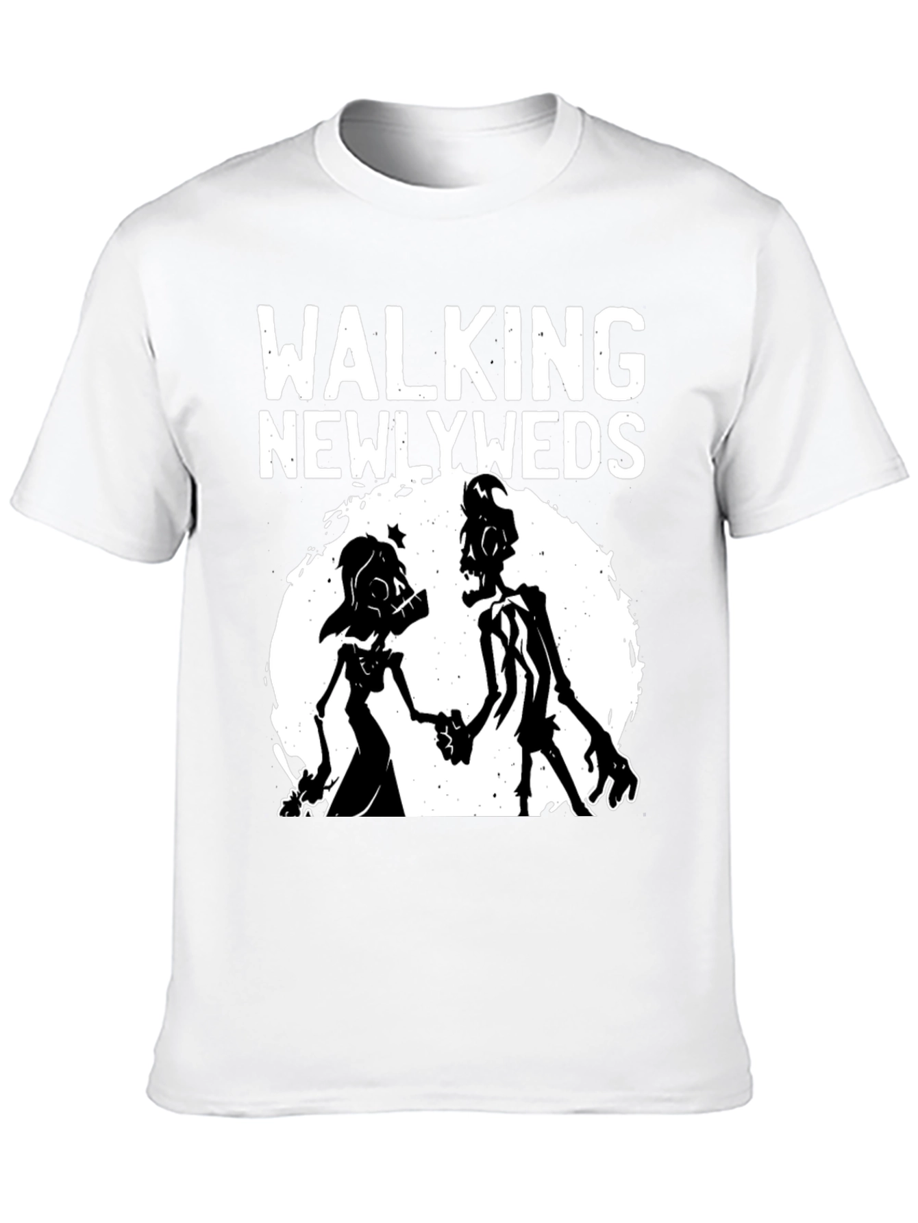 Walking Newlyweds Zombie Graphic T-Shirt