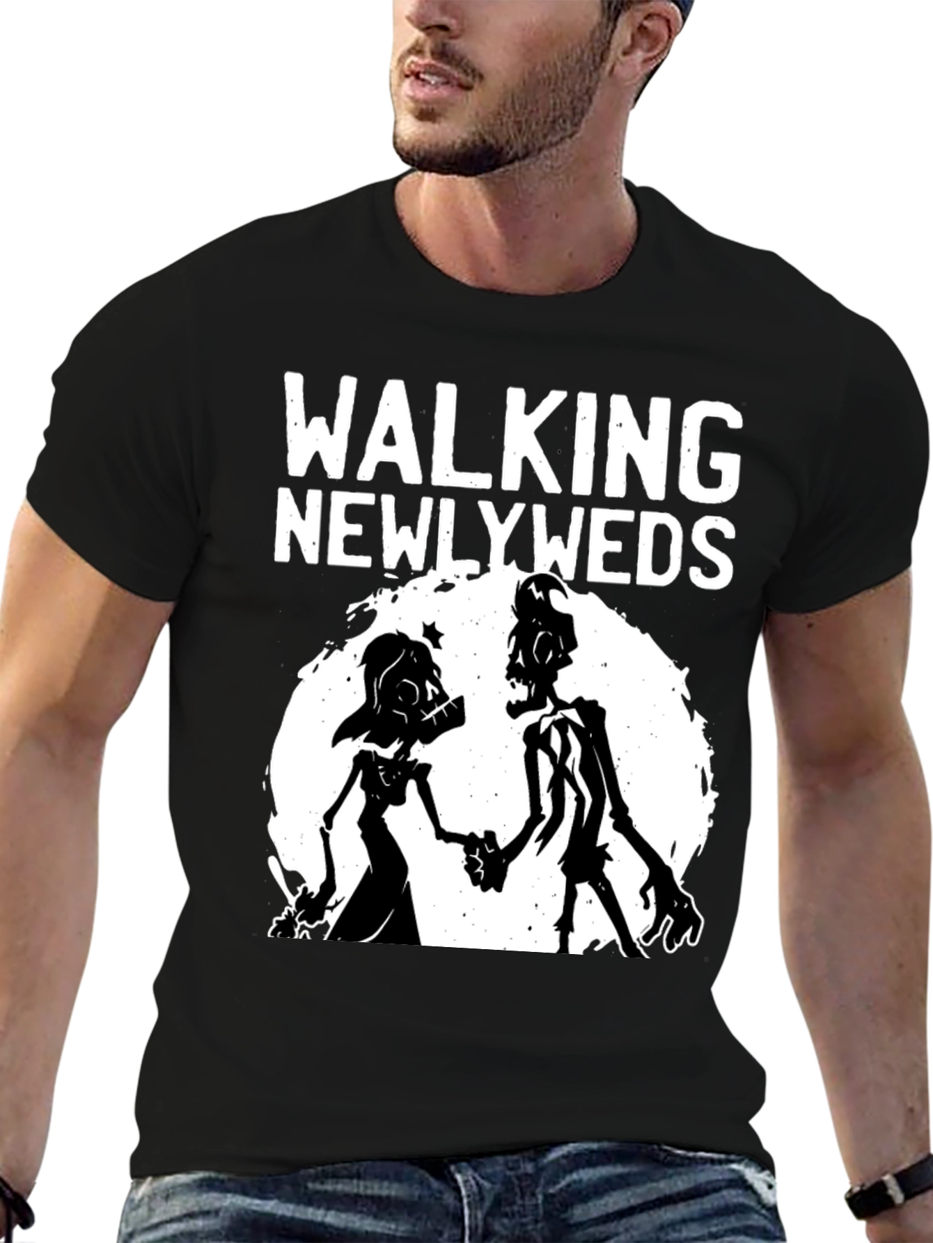 Walking Newlyweds Zombie Graphic T-Shirt