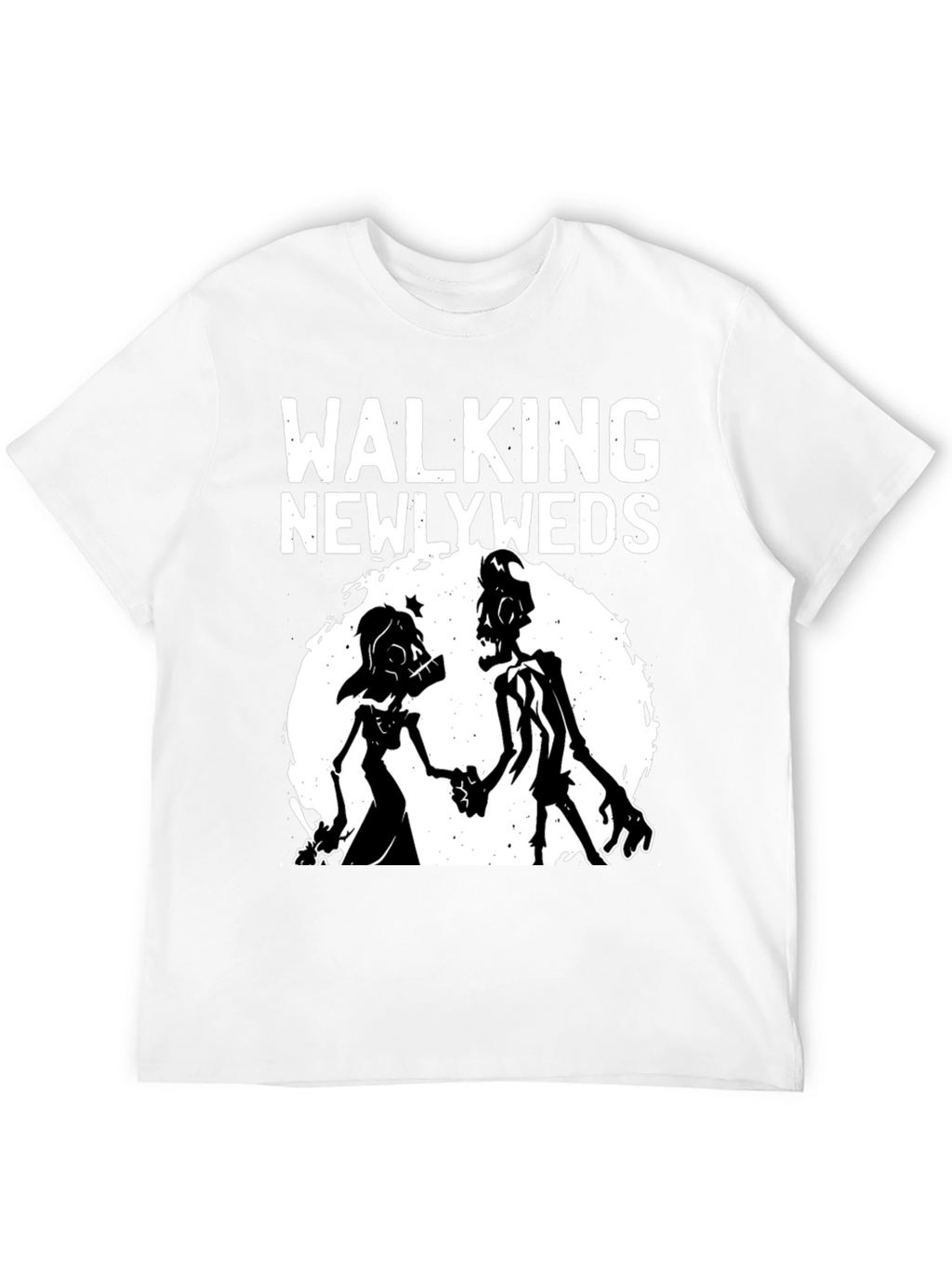 Walking Newlyweds Zombie Graphic T-Shirt