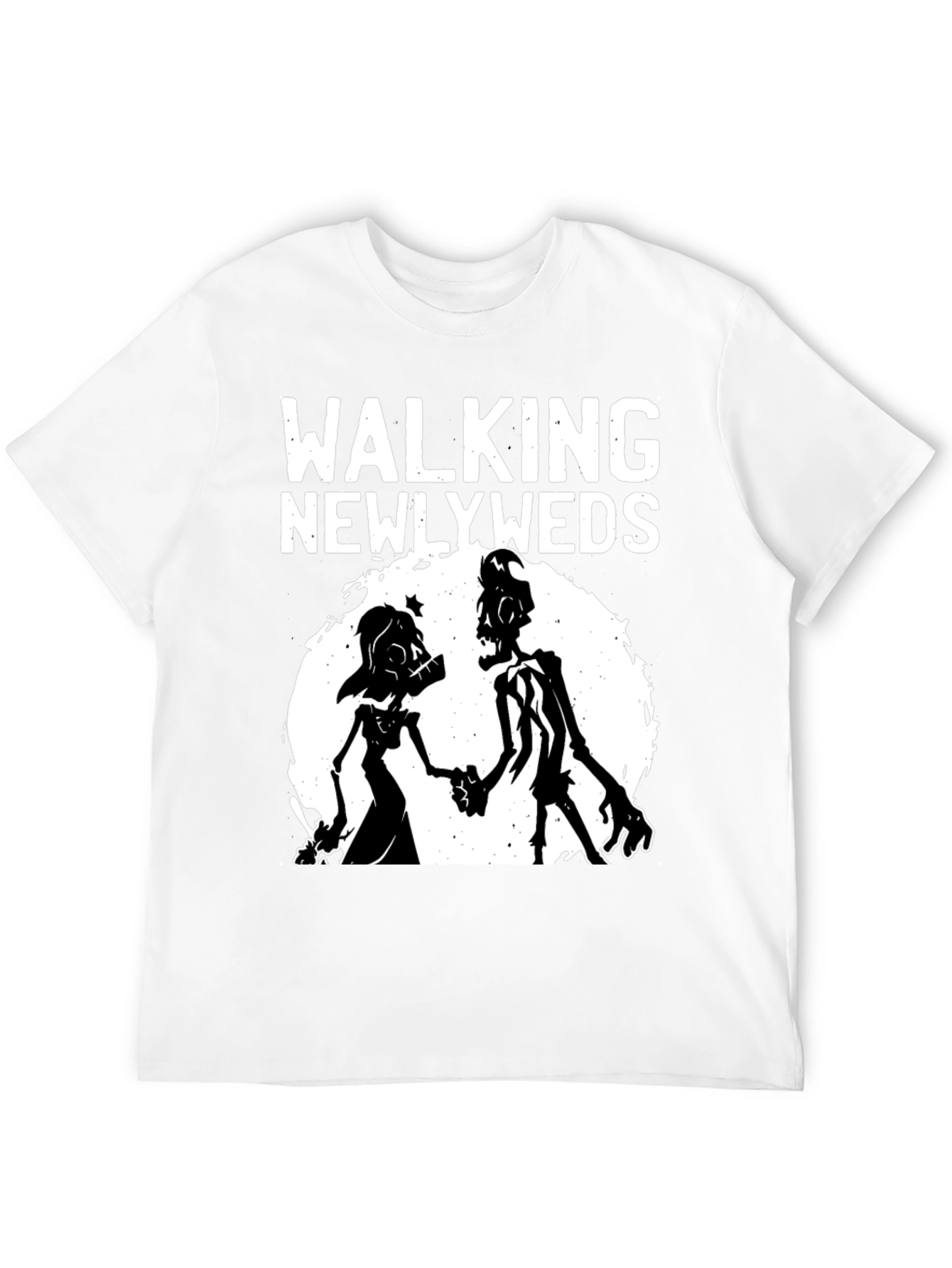 Walking Newlyweds Zombie Graphic T-Shirt