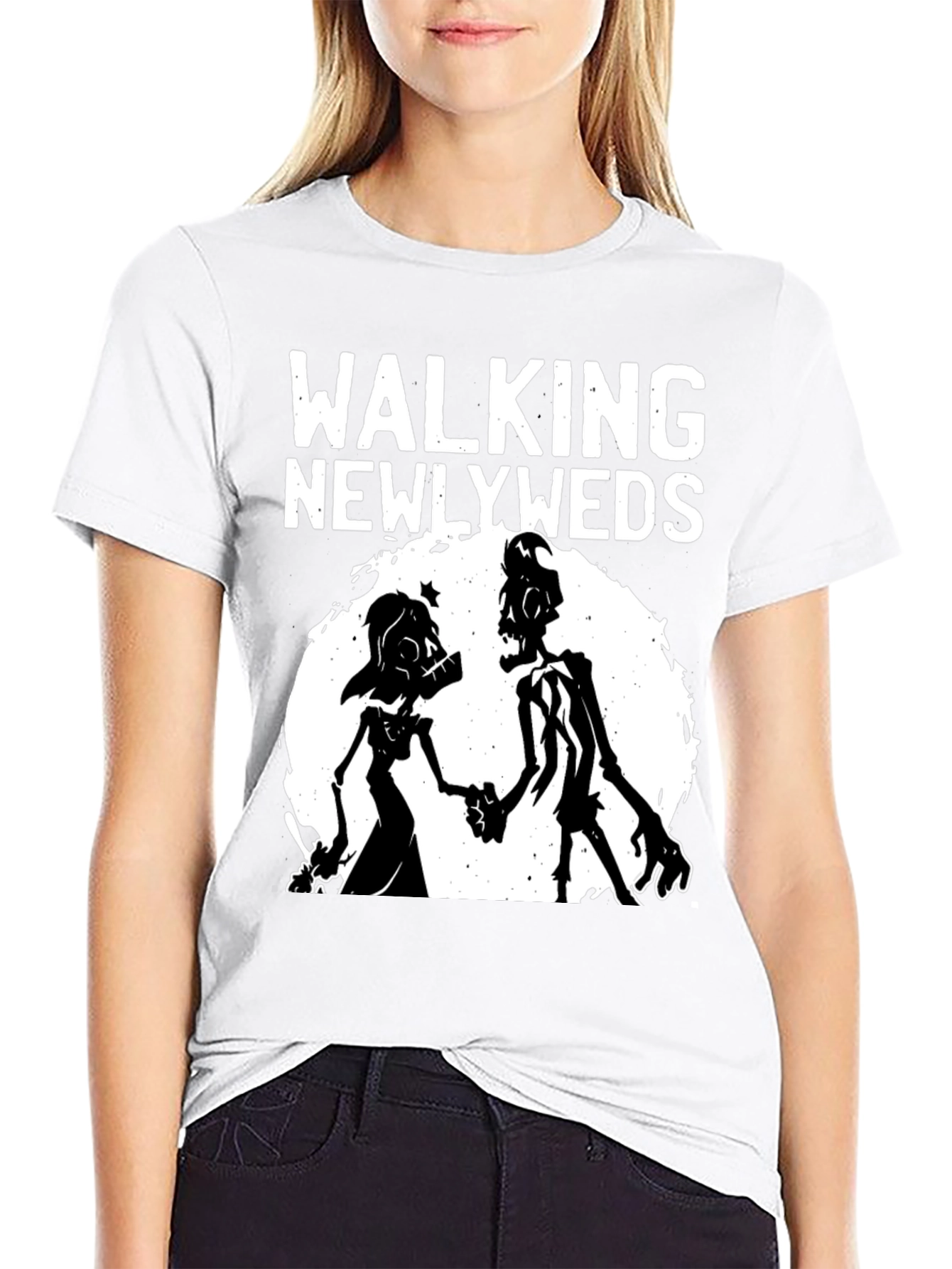 Walking Newlyweds Zombie Graphic T-Shirt