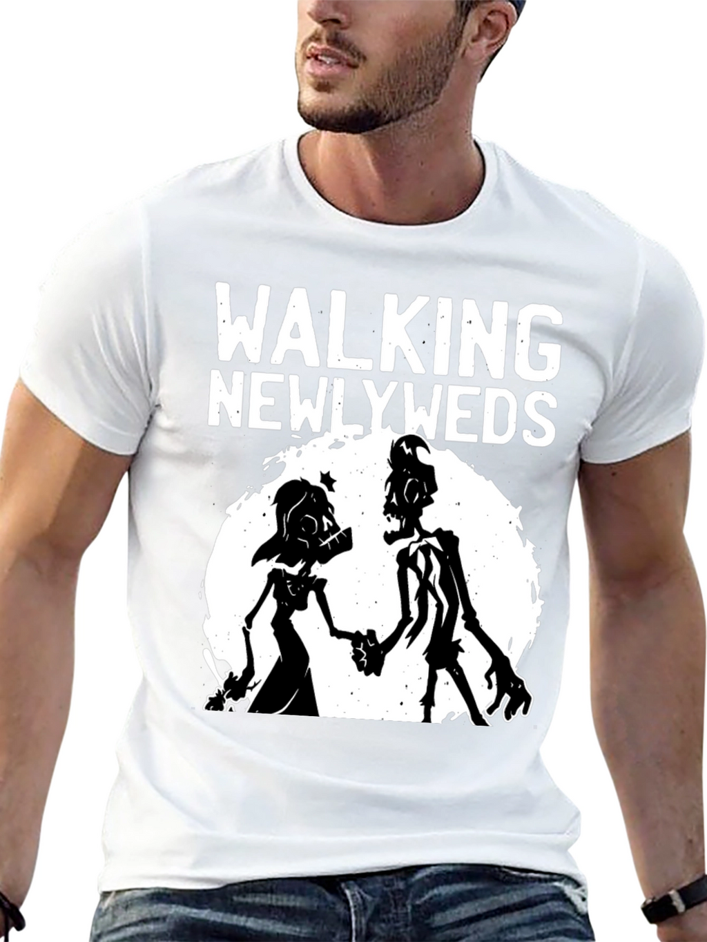 Walking Newlyweds Zombie Graphic T-Shirt