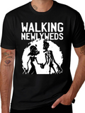 Walking Newlyweds Zombie Graphic T-Shirt