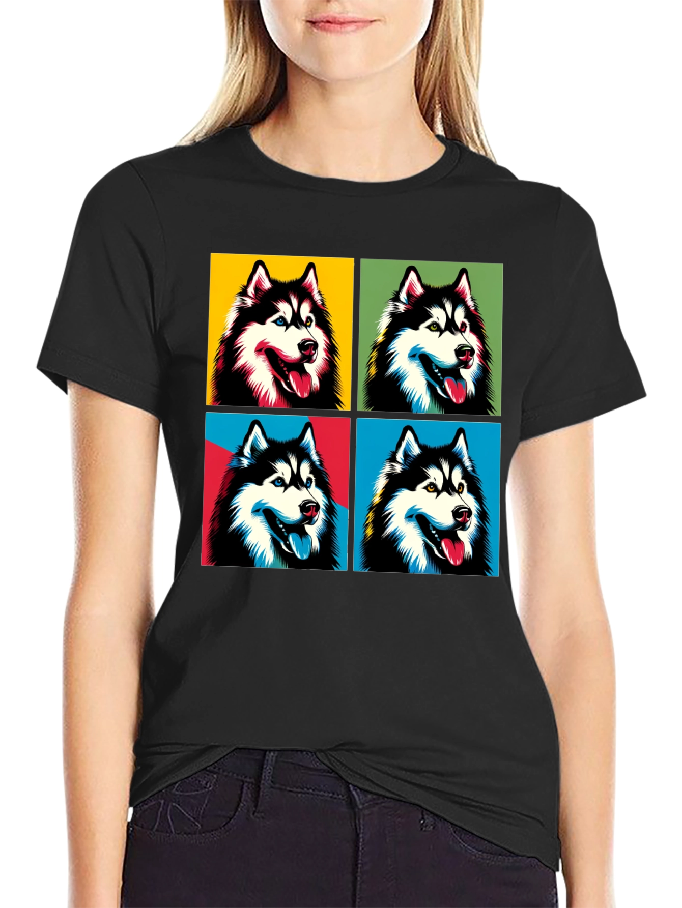Husky Pop Art T-Shirt - Trendy Graphic Tee