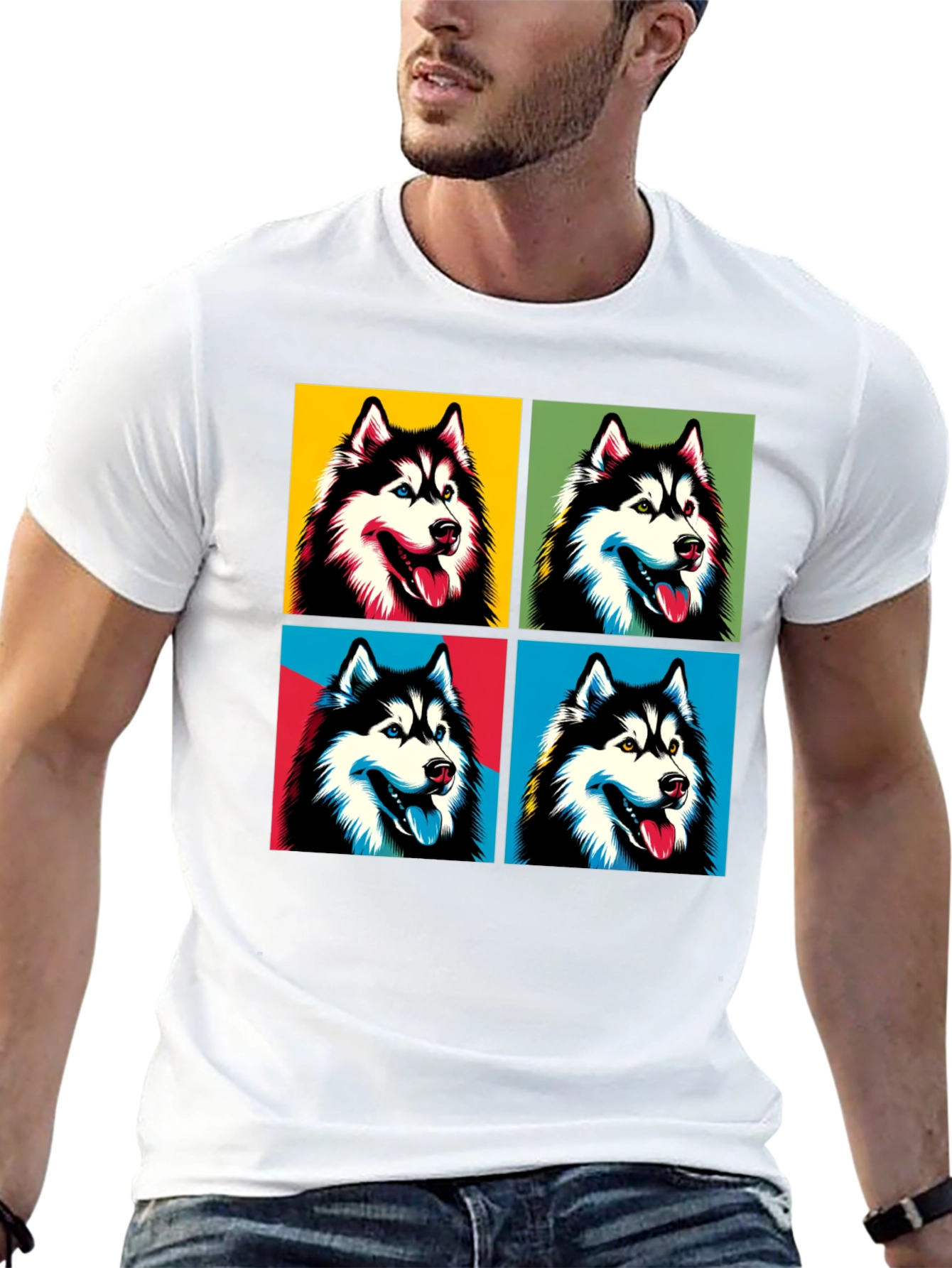 Husky Pop Art T-Shirt - Trendy Graphic Tee