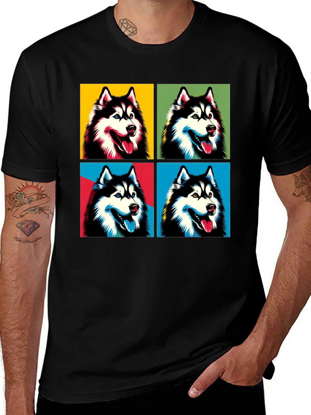 Husky Pop Art T-Shirt - Trendy Graphic Tee