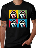 Husky Pop Art T-Shirt - Trendy Graphic Tee