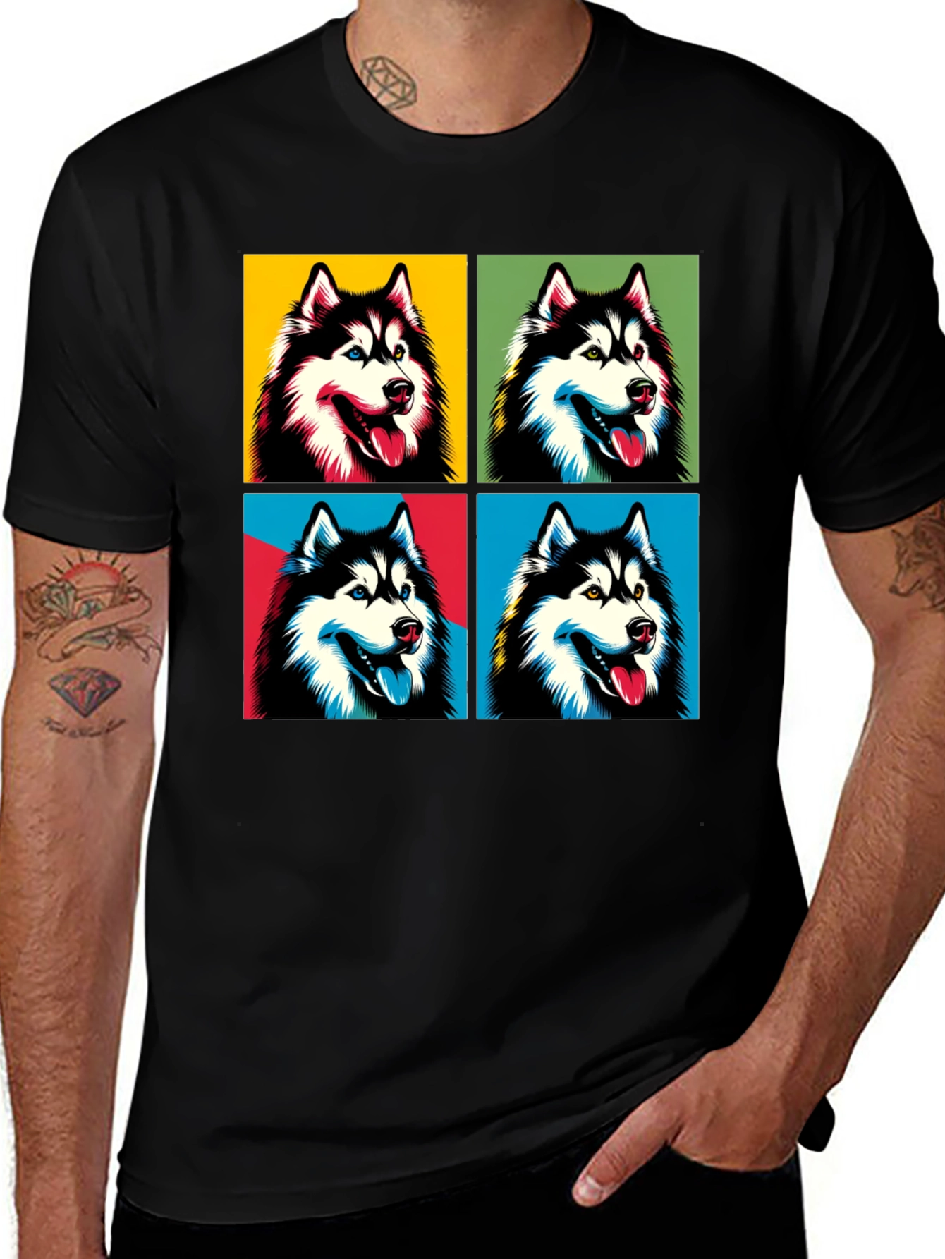 Husky Pop Art T-Shirt - Trendy Graphic Tee
