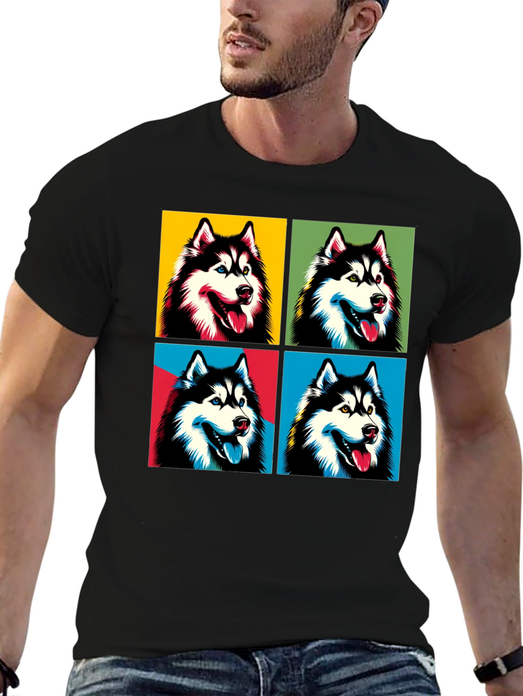 Husky Pop Art T-Shirt - Trendy Graphic Tee