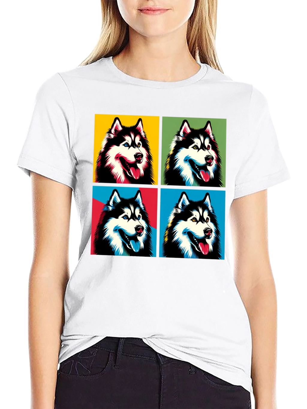 Husky Pop Art T-Shirt - Trendy Graphic Tee