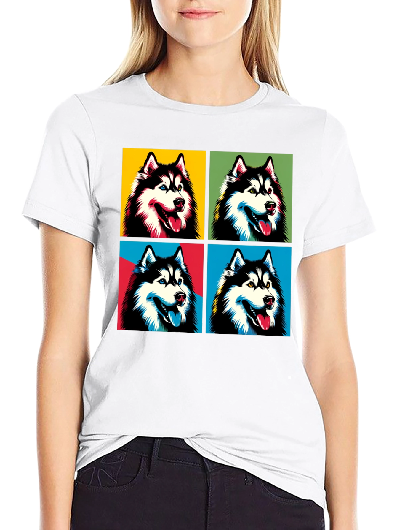Husky Pop Art T-Shirt - Trendy Graphic Tee