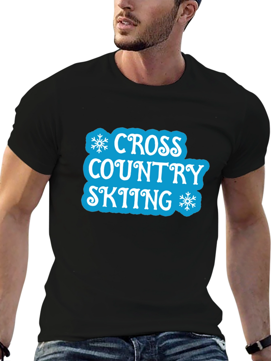Cross Country Skiing Black T-Shirt