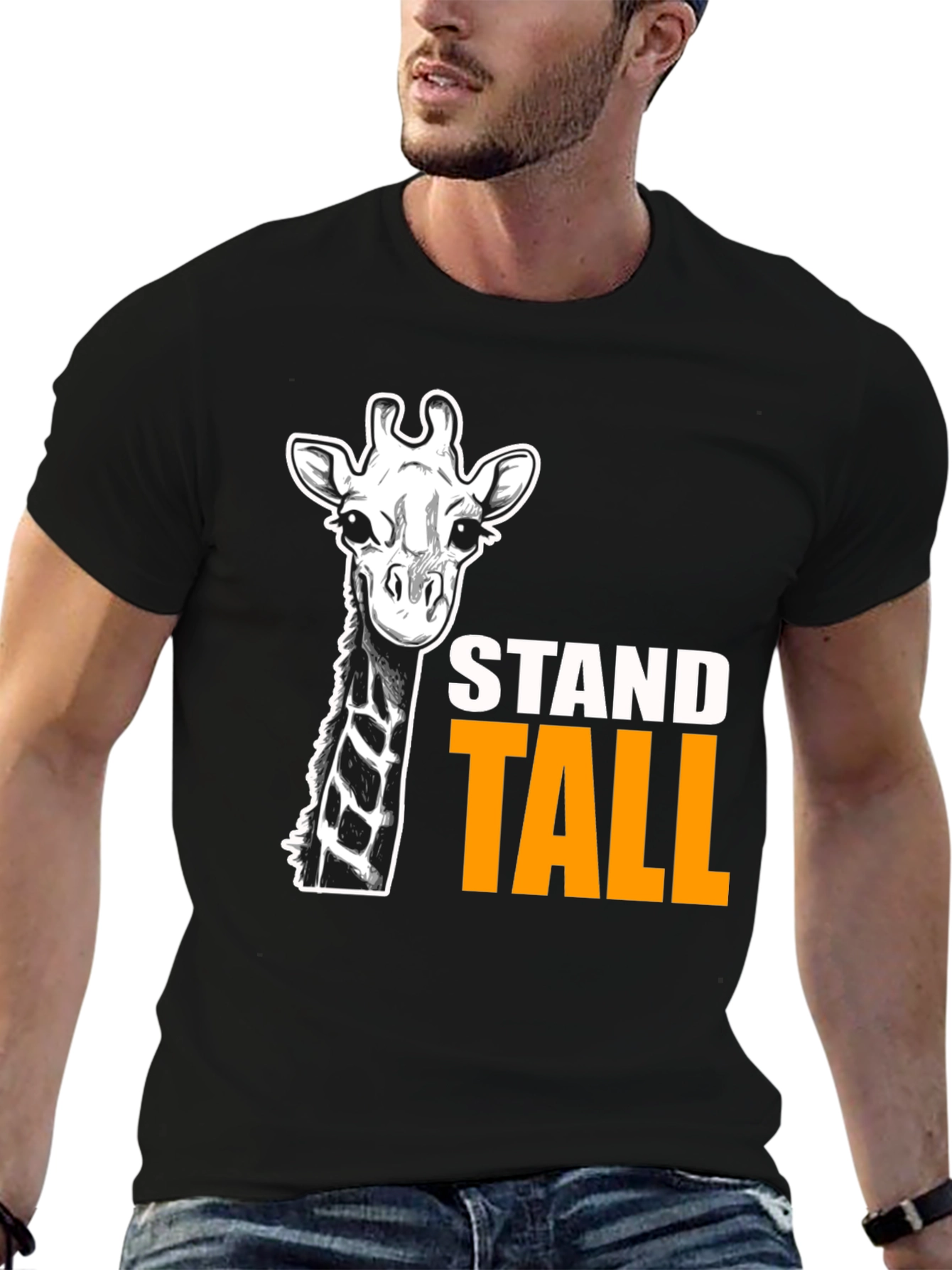 Stand Tall Giraffe Graphic T-Shirt - Black