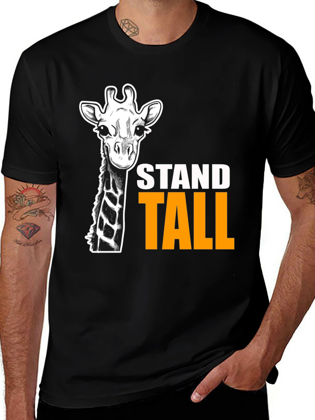 Stand Tall Giraffe Graphic T-Shirt - Black