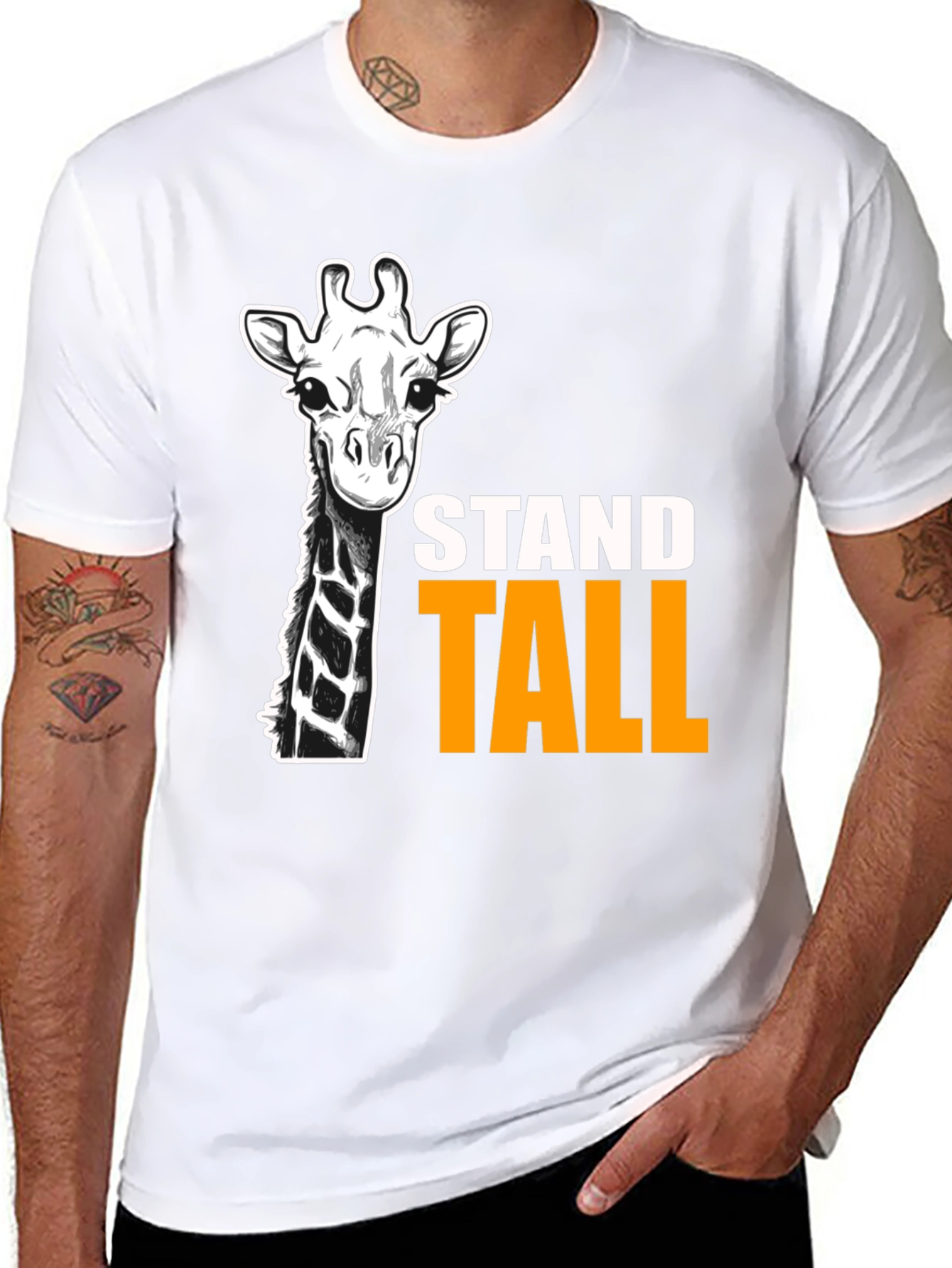 Stand Tall Giraffe Graphic T-Shirt - Black