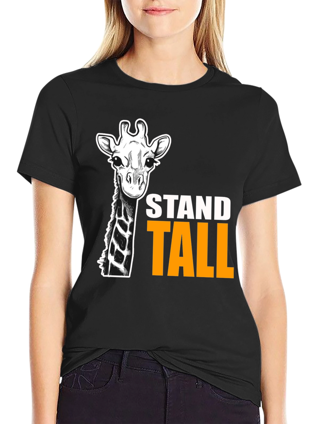 Stand Tall Giraffe Graphic T-Shirt - Black